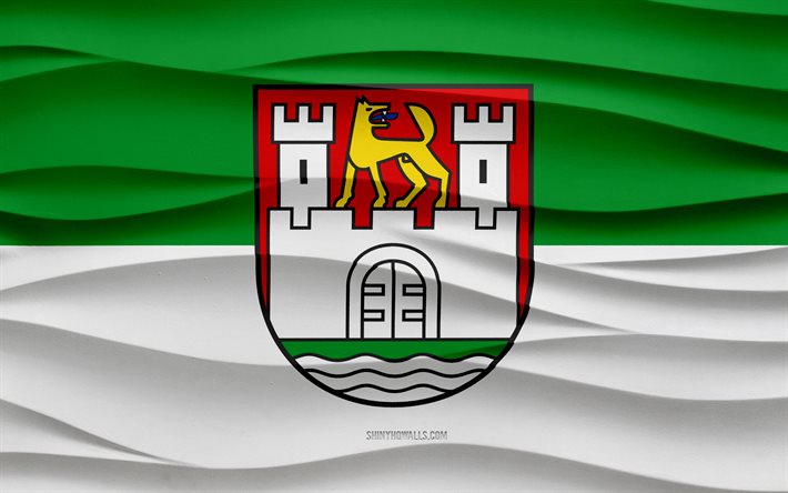 4k, bandeira de wolfsburgo, fundo de gesso de ondas 3d, textura de ondas 3d, símbolos nacionais alemães, dia de wolfsburgo, cidades alemãs, 3d bandeira de wolfsburgo, wolfsburgo, alemanha