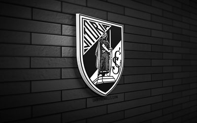 Vitoria SC 3D logo, 4K, black brickwall, Primeira Liga, soccer, portuguese football club, Vitoria SC logo, Liga Portugal, Vitoria SC emblem, football, Vitoria SC, sports logo, Vitoria FC