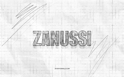 Zanussi sketch logo, 4K, checkered paper background, Zanussi black logo, brands, logo sketches, Zanussi logo, pencil drawing, Zanussi