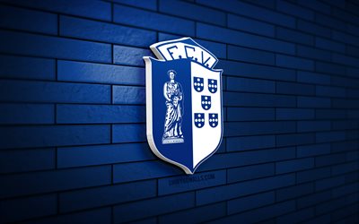 3d logo des fc vizela, 4k, blaue ziegelwand, primeira liga, fußball, portugiesischer fußballverein, fc vizela logo, liga portugal, fc vizela emblem, fc vizela, sport logo, vizela fc