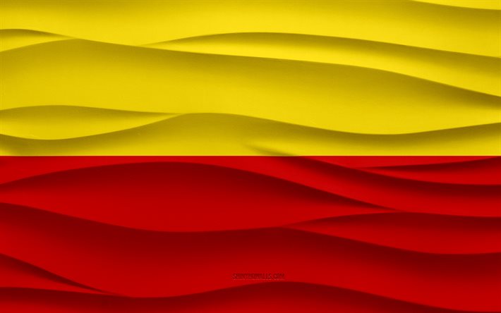 4k, ミュルハイムの旗, 3 d 波石膏背景, 3 d 波テクスチャ, ドイツの国のシンボル, ミュルハイムの日, ドイツの都市, 3 d のミュルハイムの旗, ミュルハイム, ドイツ