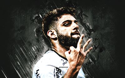 Yuri Alberto, Corinthians, brazilian footballer, forward, portrait, white stone background, Serie A, Brazil, football, Corinthians Paulista