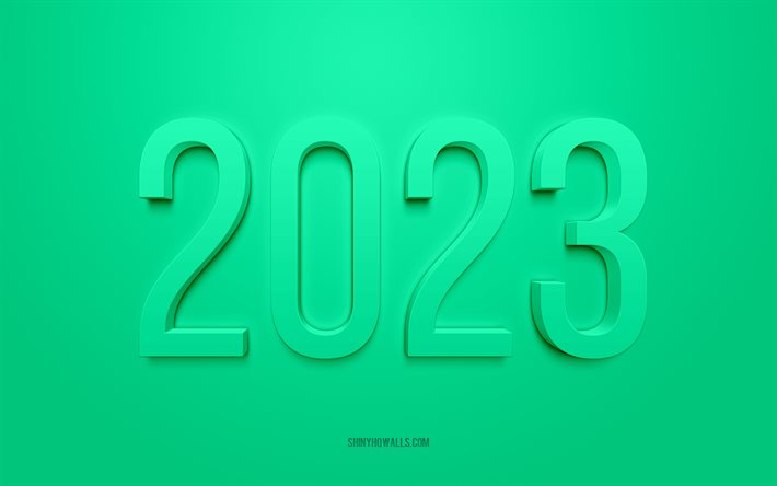 2023 light green 3d background, 4k, Happy New Year 2023, light green background, 2023 concepts, 2023 Happy New Year, 2023 background