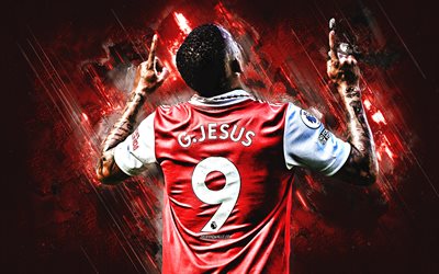 Gabriel Jesus, Arsenal FC, brazilian footballer, forward, rear view, premier league, england, football