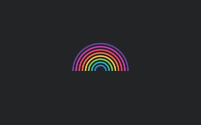 rainbow, 4k, minimal, creative, gray backgrounds, rainbow minimalism, picture with rainbow, abstract rainbow