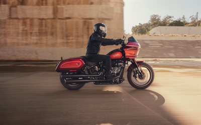 4k, Harley-Davidson Low Rider ST, side view, 2022 bikes, rider on bike, red motorcycles, american motorcycles, Harley-Davidson