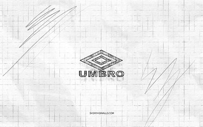 Umbro sketch logo, 4K, checkered paper background, Umbro black logo, sports brands, logo sketches, Umbro logo, pencil drawing, Umbro