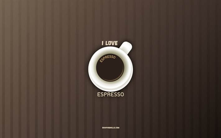 エスプレッソ大好き, 4k, エスプレッソ コーヒー 1 杯, コーヒーの背景, コーヒーのコンセプト, エスプレッソコーヒーのレシピ, コーヒーの種類, エスプレッソコーヒー