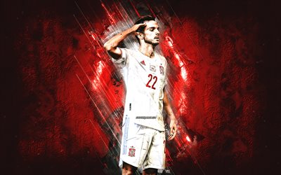 Pablo Sarabia, Spain national football team, spanish footballer, midfielder, red stone background, Spain, football