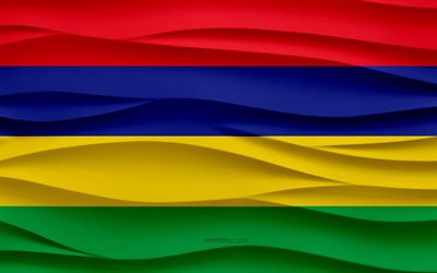 4k, le drapeau de l ile maurice, les vagues 3d fond de plâtre, la texture des vagues 3d, les symboles nationaux de l ile maurice, le jour de l ile maurice, les pays africains, le drapeau 3d de l ile maurice, l ile maurice, l afrique