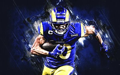 Cooper Kupp, Los Angeles Rams, NFL, american football, blue stone background, National Football League, USA, Cooper Douglas Kupp