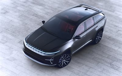 2022, jeep wagoneer s concept, 4k, exterieur, draufsicht, schwarzer jeep wagoneer s, suv, neuer wagoneer s 2023, amerikanische autos, jeep
