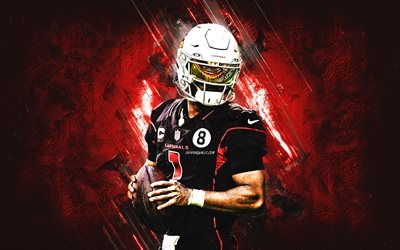 kyler murray, arizona cardinals, nfl, american football, roter steinhintergrund, national football league, kyler cole murray, usa