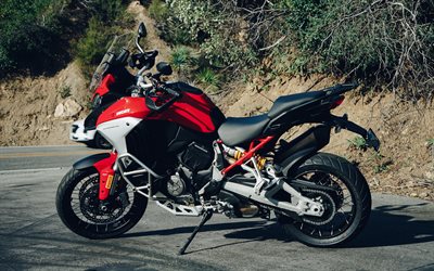 Ducati Multistrada V4 S, superbikes, 2021 bikes, HDR, Red Ducati Multistrada V4 S, italian motorcycles, Ducati