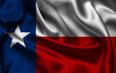 bandiera del texas, 4k, stati americani, bandiere di raso, giorno del texas, bandiere di raso ondulate, stato del texas, stati uniti, texas
