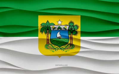 4k, リオグランデ・ド・ノルテの旗, 3 d 波石膏背景, 3 d 波テクスチャ, ブラジルの国のシンボル, リオグランデ・ド・ノルテの日, ブラジルの州, 3 d のリオグランデ ド ノルテ フラグ, リオ グランデ ド ノルテ ブラジル