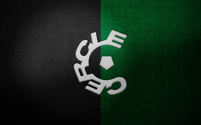 distintivo cercle brugge ksv, 4k, sfondo tessuto nero verde, jupiler pro league, logo cercle brugge ksv, emblema cercle brugge ksv, logo sportivo, squadra di calcio belga, cercle brugge ksv, calcio, cercle brugge fc