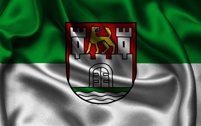 bandeira de wolfsburgo, 4k, cidades alemãs, bandeiras de cetim, dia de wolfsburgo, bandeiras de cetim onduladas, cidades da alemanha, wolfsburgo, alemanha
