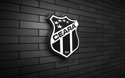شعار ceara sc 3d, 4k, الطوب الأسود, الدوري البرازيلي, كرة القدم, نادي كرة القدم البرازيلي, شعار ceara sc, سيارا إس سي, شعار رياضي, سيارا إف سي