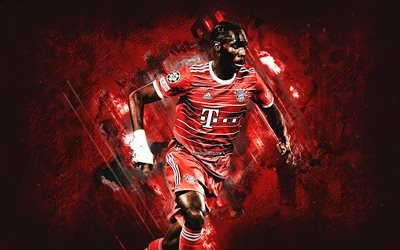 Mathys Tel, FC Bayern Munich, portrait, french football player, red stone background, Bundesliga, Germany, football