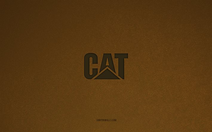logotipo cat, 4k, logotipos de carros, emblema cat, textura de pedra marrom, gato, marcas de carros populares, sinal cat, fundo de pedra marrom, lagarta