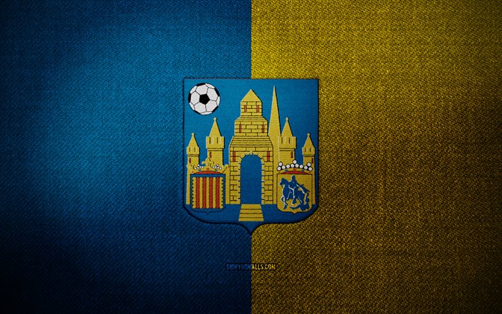 KVC Westerlo badge, 4k, blue yellow fabric background, Jupiler Pro League, KVC Westerlo logo, KVC Westerlo emblem, sports logo, Belgian football club, KVC Westerlo, soccer, football, Westerlo FC