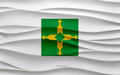 4k, Flag of Espirito Santo, 3d waves plaster background, Espirito Santo flag, 3d waves texture, Brazilian national symbols, Day of Espirito Santo, states of Brazil, 3d Espirito Santo flag, Espirito Santo, Brazil
