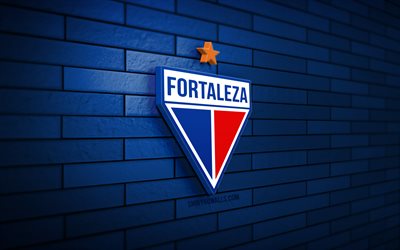 fortaleza ec 3d-logo, 4k, blaue ziegelwand, brasilianische serie a, fußball, brasilianischer fußballverein, fortaleza ec-logo, fortaleza ec-emblem, fortaleza ec, sportlogo, fortaleza fc