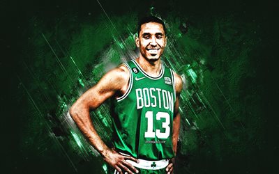 Malcolm Brogdon, Boston Celtics, NBA, American basketball player, green stone background, basketball, National Basketball Association, USA
