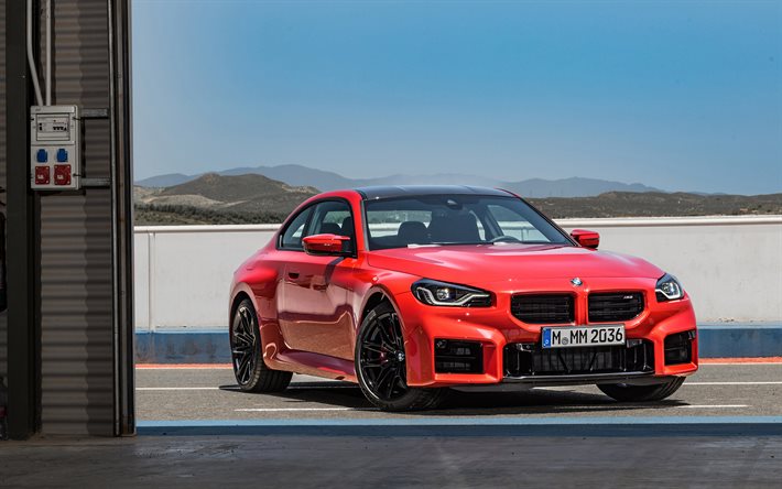 4k, 2023, BMW M2, G87, front view, exterior, red coupe, red BMW M2, red G87, German cars, new BMW M2 2023, BMW G87, sports cars, BMW