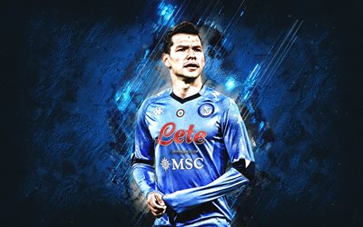 Hirving Lozano, Napoli, portrait, mexican football player, blue stone background, Serie A, football, Hirving Rodrigo Lozano Bahena, SSC Napoli