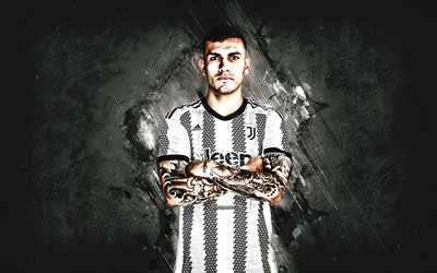 Leandro Paredes, Juventus FC, Argentine football player, midfielder, white stone background, Serie A, Italy, football, Paredes Juve