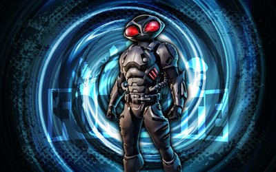 4k, ブラックマンタ, フォートナイト, 青いグランジ スパイラル背景, フォートナイト ブラック マンタ スキン, ブラックマンタフォートナイトのキャラクター, ブラックマンタ フォートナイト, フォートナイトのキャラクター, グランジアート, ブラックマンタスキン