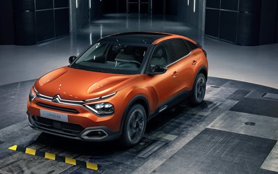 Citroen C4, 4k, parking, 2022 cars, crossovers, french cars, Orange Citroen C4, 2022 Citroen C4, Citroen