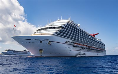 carnival dream, 4k, deniz, gemi ile seyahat, yolcu gemileri, carnival cruise lines, seyahat konseptleri, denizde gemi, deniz yolculuğu