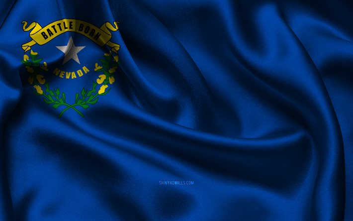 네바다 깃발, 4k, 미국 주, 새틴 플래그, 네바다의 국기, 네바다의 날, 물결 모양의 새틴 플래그, 네바다 주, 미국, 네바다