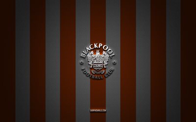 logotipo do blackpool fcclube de futebol inglêscampeonato eflamarelo laranja de fundo carbonoblackpool fc emblemafutebolblackpool fcinglaterrablackpool fc logotipo de metal prateado