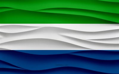 4k, drapeau de la sierra leone, 3d vagues fond de plâtre, 3d vagues texture, sierra leone symboles nationaux, jour de la sierra leone, les pays africains, 3d drapeau de la sierra leone, la sierra leone, l afrique