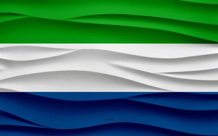 4k, Flag of Sierra Leone, 3d waves plaster background, Sierra Leone flag, 3d waves texture, Sierra Leone national symbols, Day of Sierra Leone, African countries, 3d Sierra Leone flag, Sierra Leone, Africa