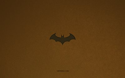 Batman logo, 4k, games logos, Batman emblem, brown stone texture, Batman, games brands, Batman sign, brown stone background
