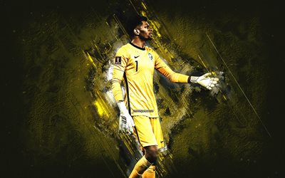 Mohammed Al Rubaie, Saudi Arabia national football team, Saudi Arabian footballer, goalkeeper, yellow stone background, football, Saudi Arabia