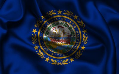 New Hampshire flag, 4K, american states, satin flags, flag of New Hampshire, Day of New Hampshire, wavy satin flags, State of New Hampshire, US States, USA, New Hampshire