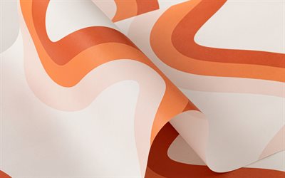 オレンジ色の抽象的な波の背景, 4k, レトロなオレンジ色の背景, レトロな抽象化, 波の背景, オレンジ色の線の背景, 線の抽象化, 創造的なオレンジ色の背景