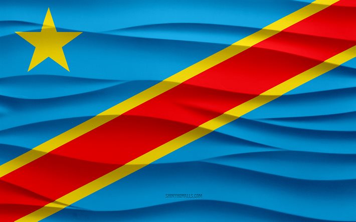 4k, drapeau de la république démocratique du congo, 3d vagues fond de plâtre, république démocratique du congo symboles nationaux, pays africains, république démocratique du congo, afrique
