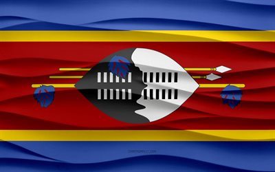 4k, drapeau d eswatini, 3d vagues fond de plâtre, 3d vagues texture, eswatini symboles nationaux, jour d eswatini, les pays africains, 3d drapeau d eswatini, eswatini, afrique