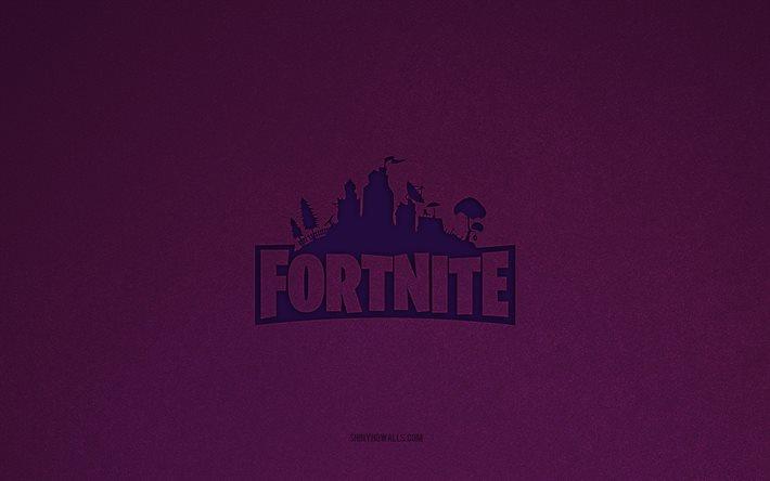 Fortnite logo, 4k, games logos, Fortnite emblem, purple stone texture, Fortnite, games brands, Fortnite sign, purple stone background