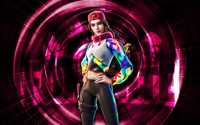 لوسيرفروت, 4k, الأرجواني الملخص الخلفية, فورتنايت, أشعة مجردة, لوزيرفروت الجلد, fortnite loserfruit skin, شخصيات fortnite, loserfruit fortnite