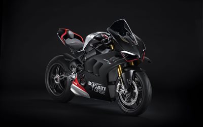 4k, Ducati Panigale V4 SP2, studio, 2022 bikes, black motorcycles, superbikes, 2022 Ducati Panigale V4 SP2, italian motorcycles, Ducati
