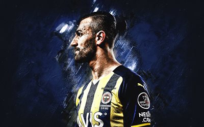 serdar dursun, fenerbahçe, joueur de football turc, portrait, fond de pierre bleue, turquie, football