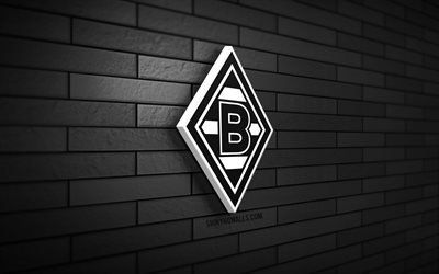 Borussia Monchengladbach 3D logo, 4K, black brickwall, Bundesliga, soccer, german football club, Borussia Monchengladbach logo, Borussia Monchengladbach emblem, football, Borussia Monchengladbach, sports logo, Borussia Monchengladbach FC